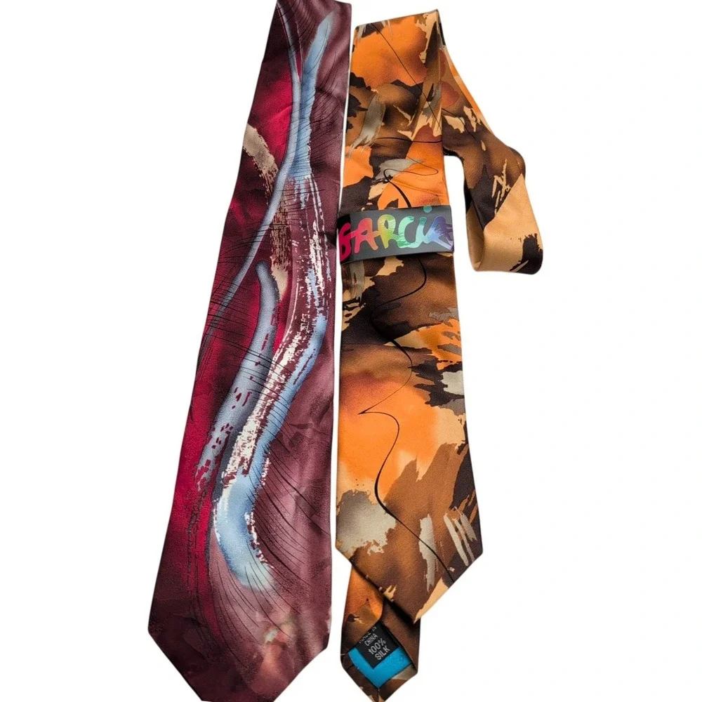 Jerry Garcia 2 Silk Neckwear Film Nior Ties Eclectic Colorful Funky Collector